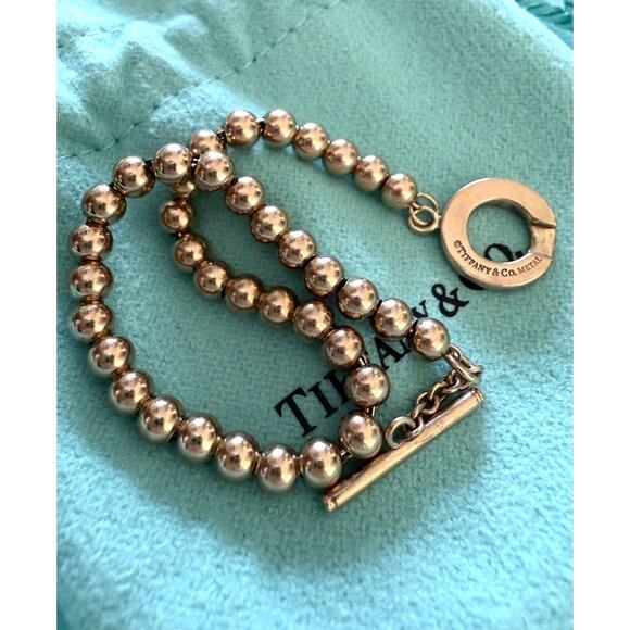 RARE Tiffany & Co. Rubedo Metal Rose Gold Color Ball Bead Toggle Chain Bracelet - Picture 5 of 12